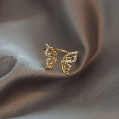 Adjustable butterfly ring bracelet