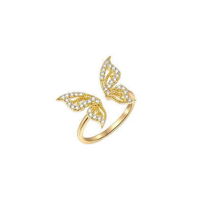Adjustable butterfly ring bracelet
